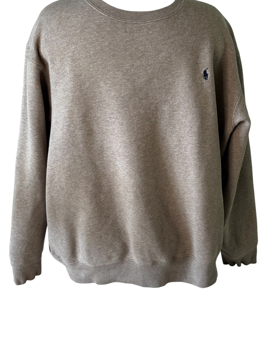 Polo by Ralph Lauren Men's Taupe Crewneck Sweatshirt with Navy Pony